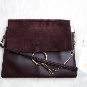 CHLOÉ FAYE Suede & Leather Shoulder Bag